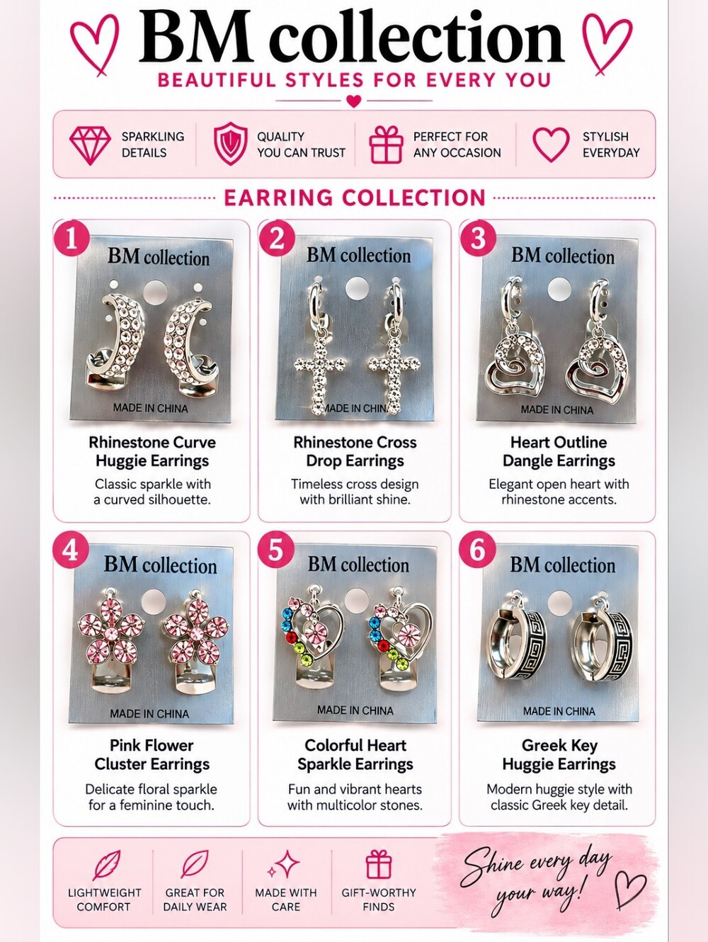 JM Collection Silver Rhinestone Dangle Earrings -Buy Now